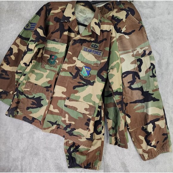 US Airforce Military Jacket Trousers Medium Hot Weather Woodland Camo Combat